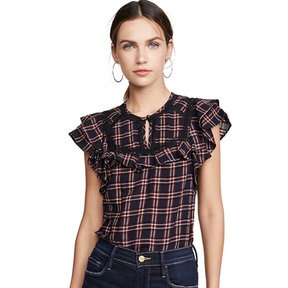 Veronica Beard Hawn Blouse Navy Multi